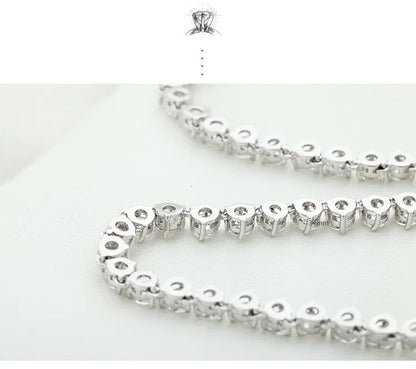 Silver Color 3 Prong Round Cubic Zirconia Necklace Earring Bridal Jewelry Set Simple Design Bride Wedding Accessories