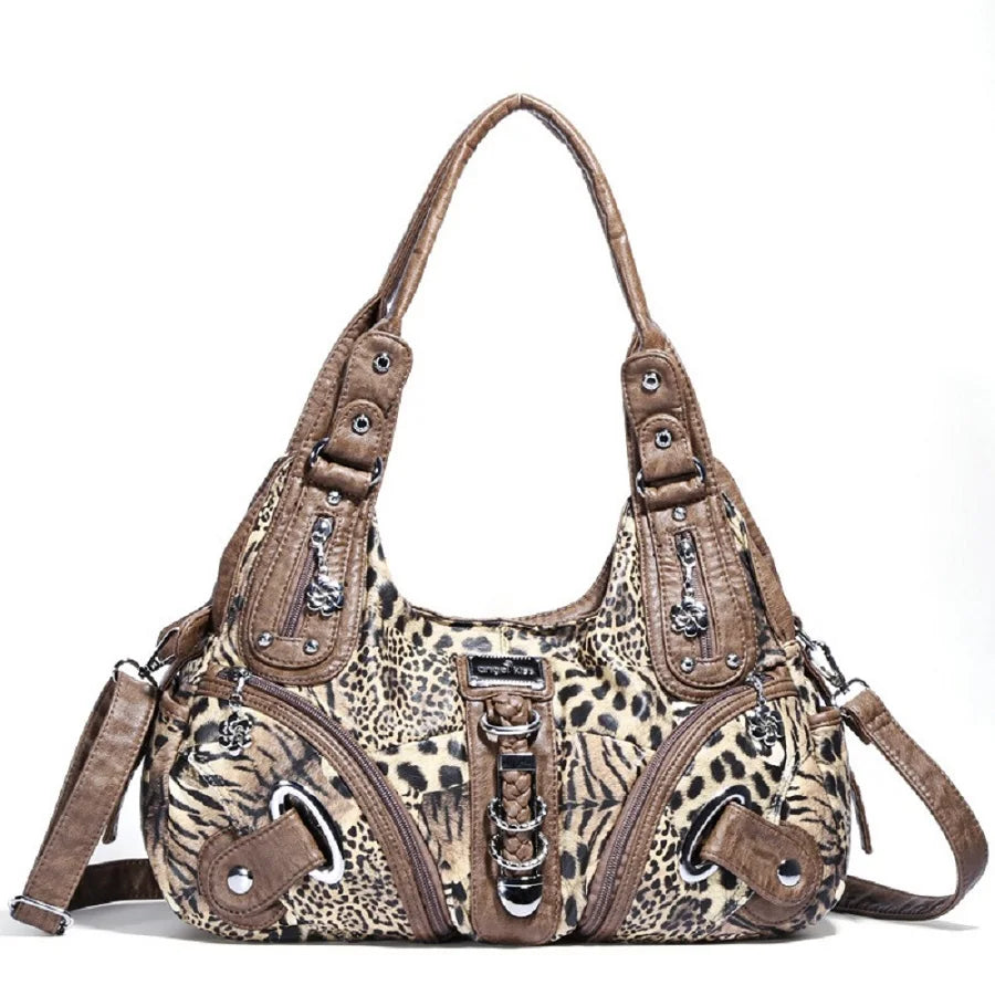 Women Handbags Leopard Bag Top-handle Handbag Fashion Satchel Dumpling Pack Shoulder Bag Tote Bag Hobos Large Purse