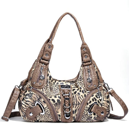 Women Handbags Leopard Bag Top-handle Handbag Fashion Satchel Dumpling Pack Shoulder Bag Tote Bag Hobos Large Purse