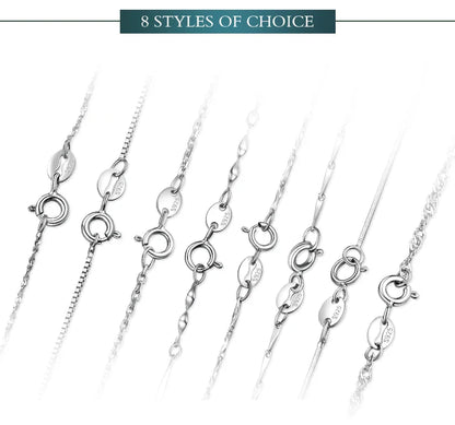 Genuine 100% 925 Sterling Silver Necklace Ingot Twisted Trace Belcher Snake Bar Singapore Box Chain Necklace Women