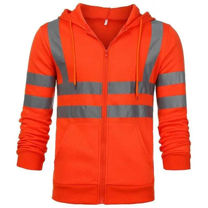 Safety Reflective Sweatshirt Men Winter Zipper Sweatshirts Hoodie Men Hoody Sweatshirts Male Black Hoodies For Men Workwear
