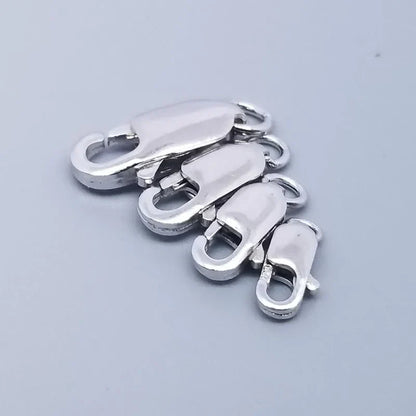 2pcs Real Pure Solid 925 Sterling Silver Lobster Clasp Hook Claw Buckle With Close Sealed Ring Connector Jewelry Findings