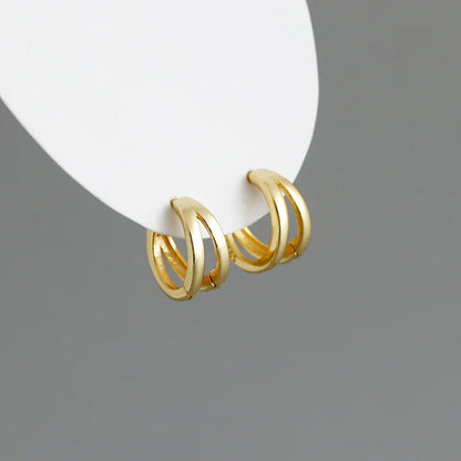925 Sterling Silver Simple Glossy Double Ear Buckle for Women Unique Charm Party Hoop Earrings Fine Jewelry Accessories