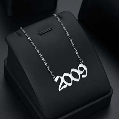 Stainless Steel Birth Year Necklaces For Women Men Gold Silver Color Neck Chain Choker Male Female Pendant Necklace Jewelry