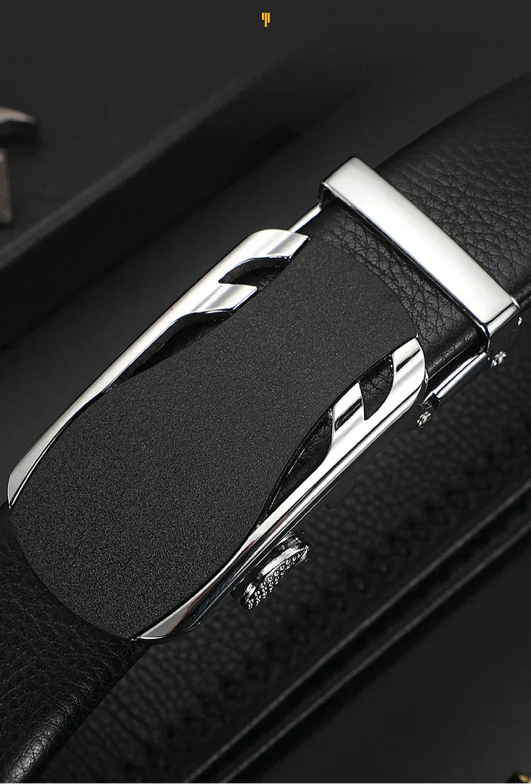 Men's Genuine Leather Automatic Buckle Belt Custom Engraved Name/Logo Ideal Waist Belt for Father's Day Personalized Gift