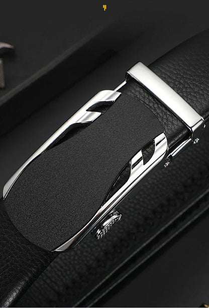 Men's Genuine Leather Automatic Buckle Belt Custom Engraved Name/Logo Ideal Waist Belt for Father's Day Personalized Gift