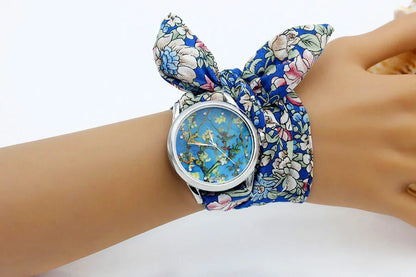 New Ladies Cloth Wristwatch Fashion Women Dress Watch High Quality Silver  Quartz Watch Sweet Girls Watch Fabric Clock