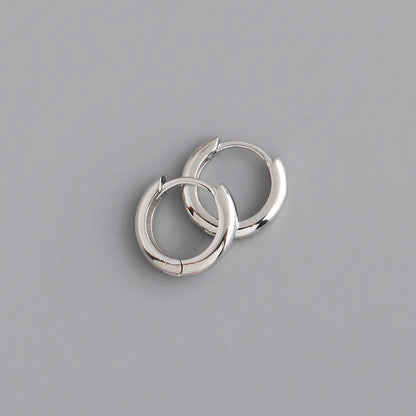 Real 925 Sterling Silver Minimalist Bohemian Round Ear Buckle for Women Punk Unisex Rock Hoop Earring Jewelry Accessories
