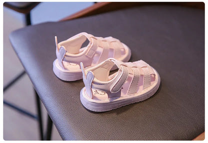 Summer Children Light-up Toddler Shoes New Bunny Soft-soled Roman Shoes Baby's Footwear Sandals Kids Shoes Girl with LED G12191