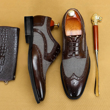 Men's Dress Shoes Leather Ventilation Lace-Up Fashion Bullock Men Shoes Formal Business Casual Spring Summer New