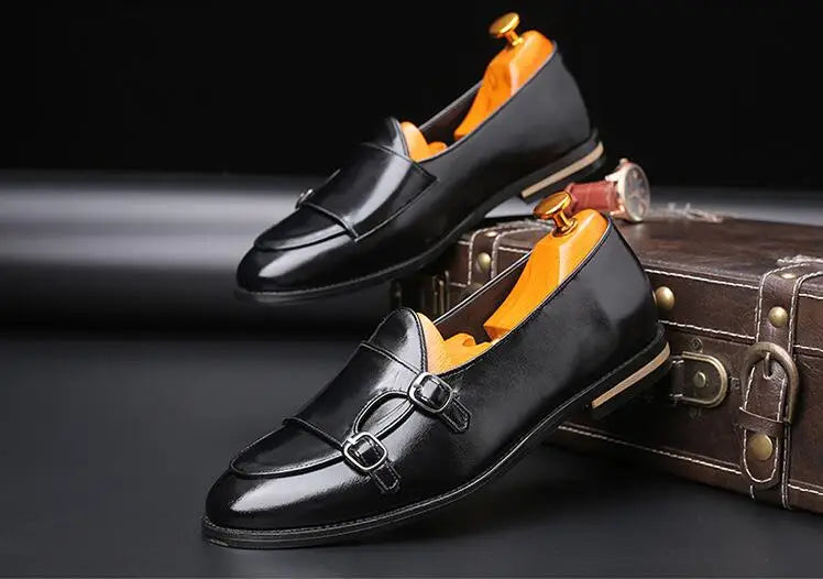 Men's Cusual Leather Shoes Wedding Party Shoes Fashion Men Slip-on Buckle Shoe Mens Loafers Moccasins Driving Flats