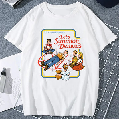 Let's Sacrifice Toby Horror Satanist Graphic Tops Unique Creative Cartoon Streetwear Unisex Scary Short-sleev Tee Ropa Hombre