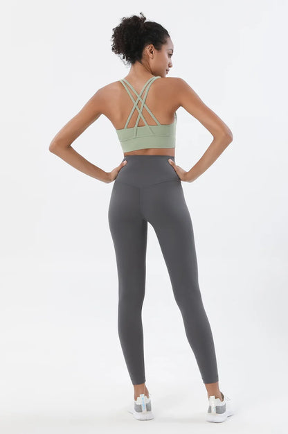 SOISOU Nylon Yoga Set Women's Tracksuit Gym Fitness Set Woman 2 Pieces Leggings Sports Bra Breathable Sportwear Woman Clothes