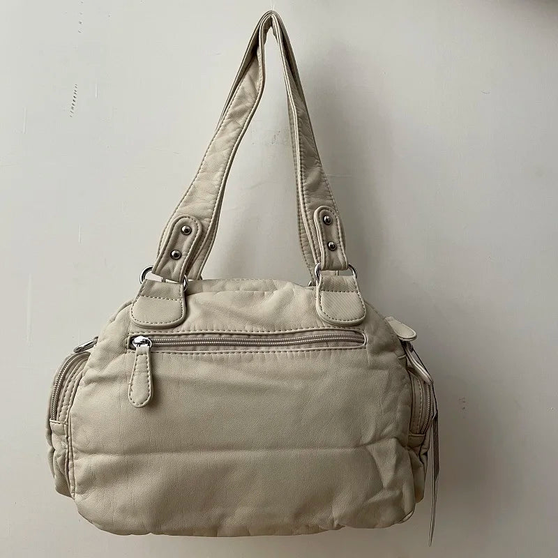 Women Small Handbags Satchel Top-handle Handbag PU Shoulder Bag 8”x11” Dumpling Pack Multi-pockets Shoulder Bag