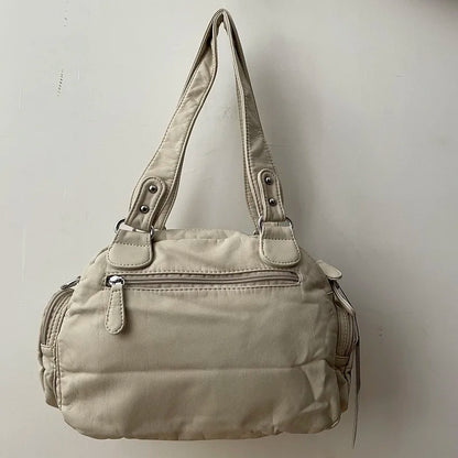 Women Small Handbags Satchel Top-handle Handbag PU Shoulder Bag 8”x11” Dumpling Pack Multi-pockets Shoulder Bag