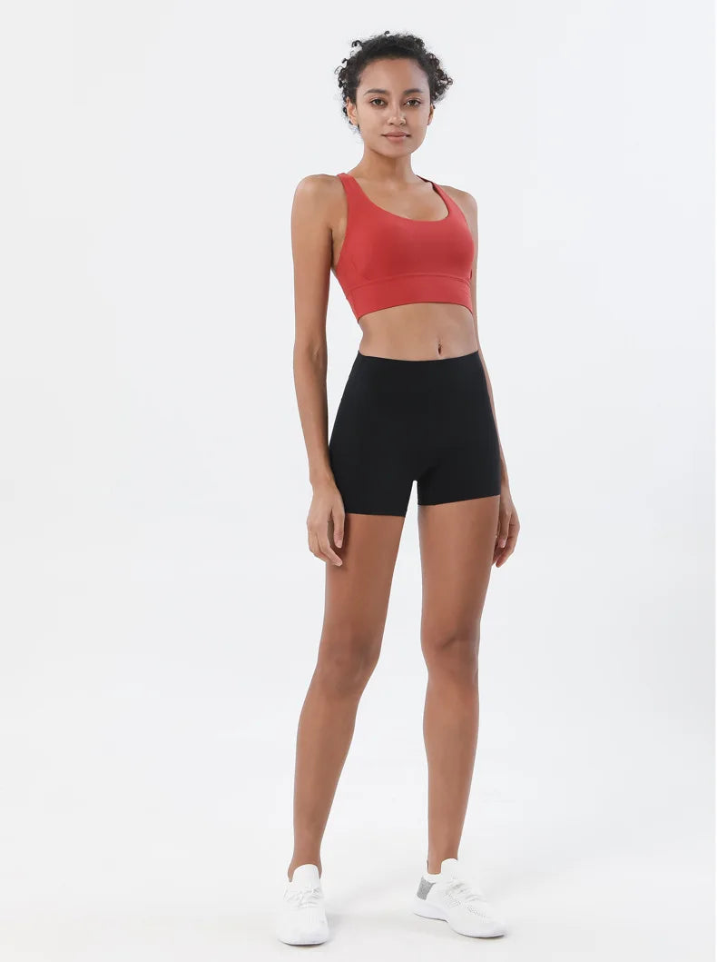 SOISOU Gym Womens Clothing Shorts Sets Yoga Women's Tracksuit Sexy Bra High Waist Short Sportwear Elastic Set Woman 2 Pieces