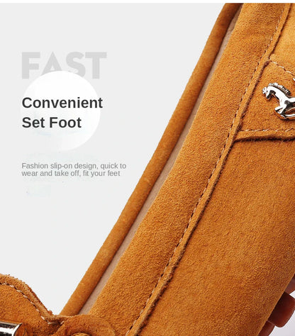 Loafers Men Casual Fashion Suede Men Shoes Lightweight Soft Genuine Leather Moccasins Slip on Driving Shoes for Men Size 48