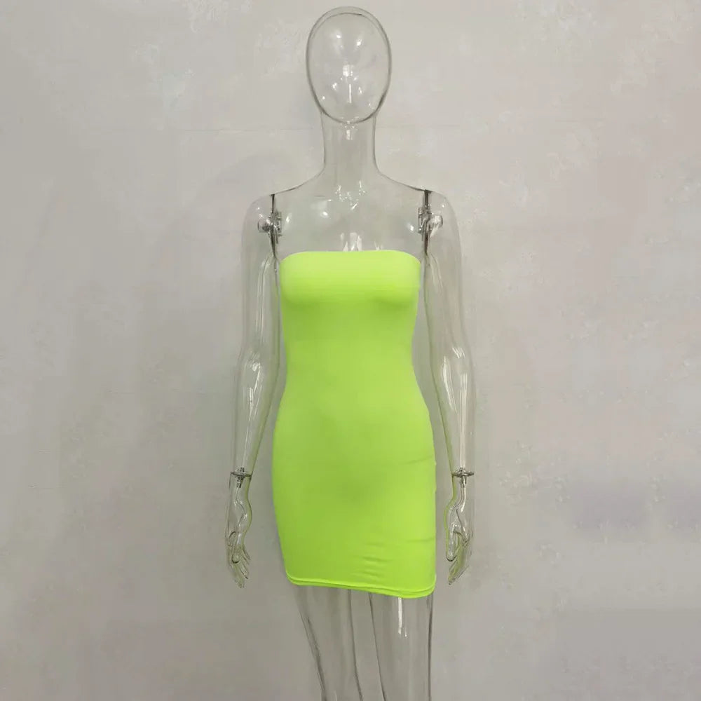 Off Shoulder Tube Dress Solid 2025 New Summer Women Bodycon Strapless Dress Black Mini Dress Women Slim Party Clubwear