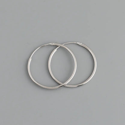 Genuine 925 Sterling Silver Fashion Korean Simple Hoop Earrings for Women Men Charming Chic Party Jewelry Accessories