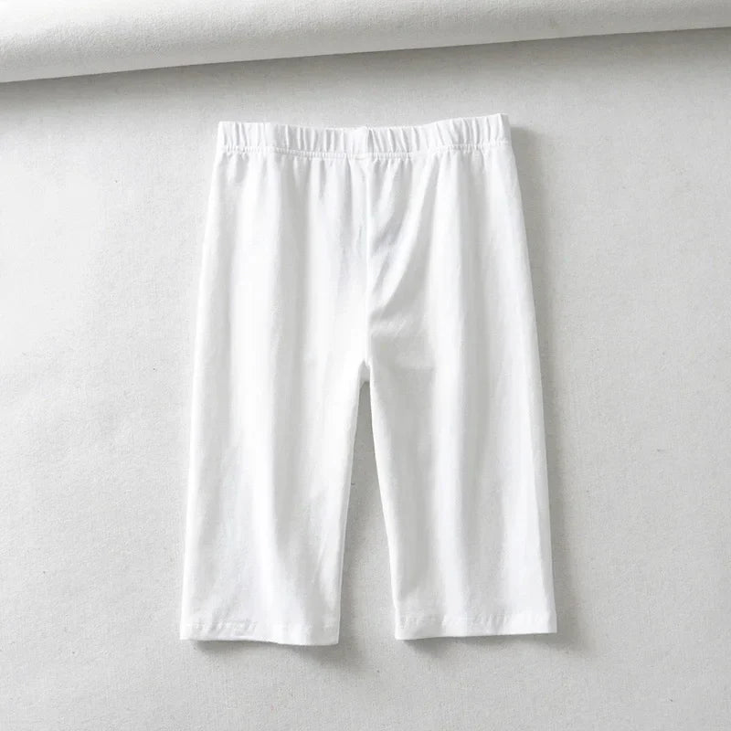 sexy women cotton high waist elastic pure color slim Knee-Length biker shorts female