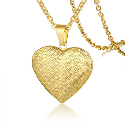 Light Heart Locket Pendants for Women Men Openable Photo Frame Glossy Stainless Steel Necklaces Family Love Collar