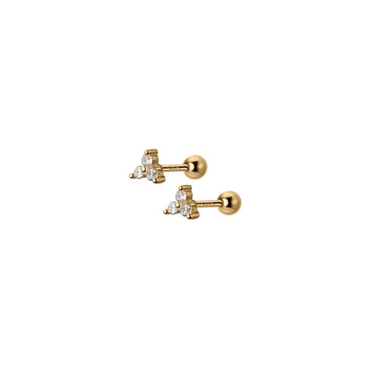 Genuine 925 Sterling Silver Romantic Three Petal Flower Mini Cute Stud Earrings for Women Girl Charming Party Jewelry