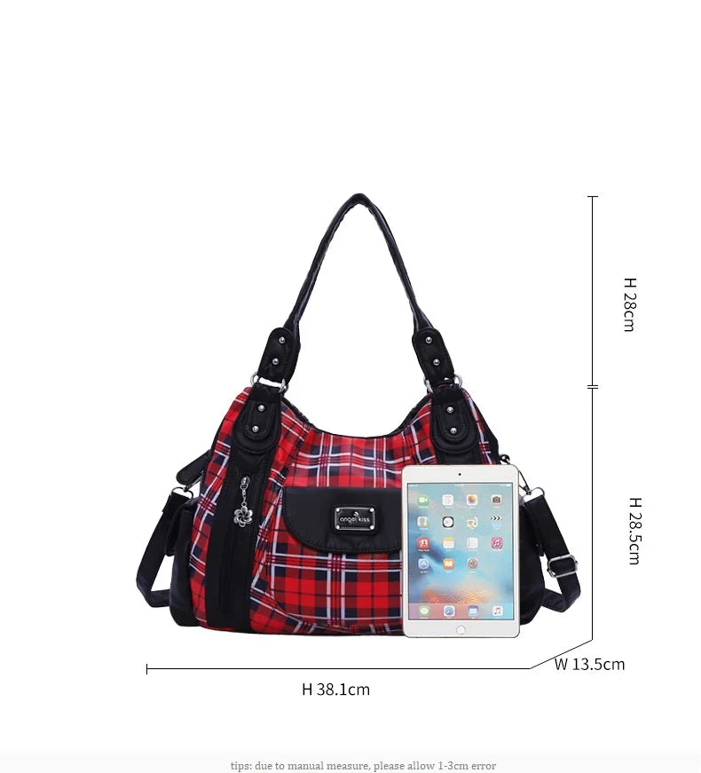 Women Handhag Designers Luxury Hand bags Fashion Women Plaid Shoulder Bags Female Top-handle Bags Large Purse Hobos