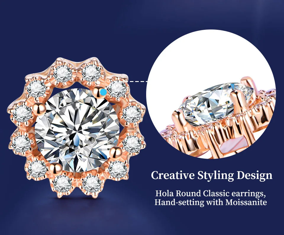 Round Cut 1.0CT Diamond Test Passed Moissanite Rhodium 925 Silver D Color Moissanite Earrings Jewelry Girlfriend Gift