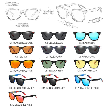 Polarized Sunglasses Men Women Classic Square Plastic Driving Sun Glasses Male Fashion Black Travelling Shades UV400