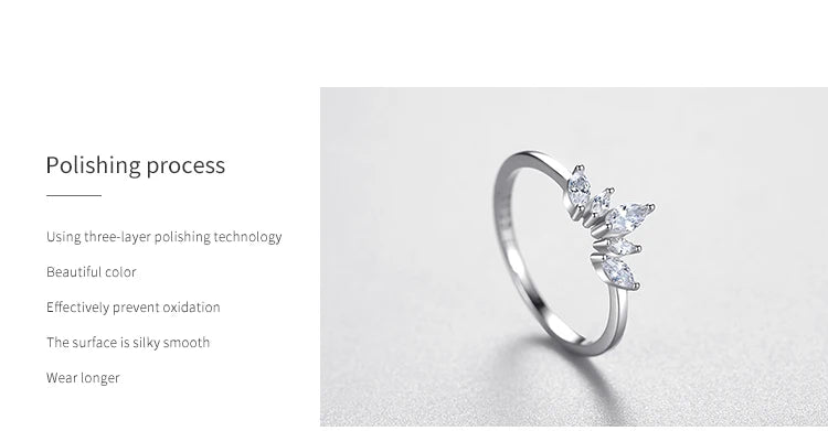 Fashion 925 Sterling Silver Simple crown Finger Ring Elegant Clear Zircon Rings For Women Girls Party Accessories Jewelry