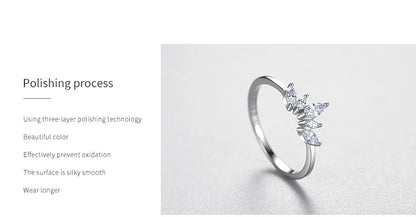Fashion 925 Sterling Silver Simple crown Finger Ring Elegant Clear Zircon Rings For Women Girls Party Accessories Jewelry