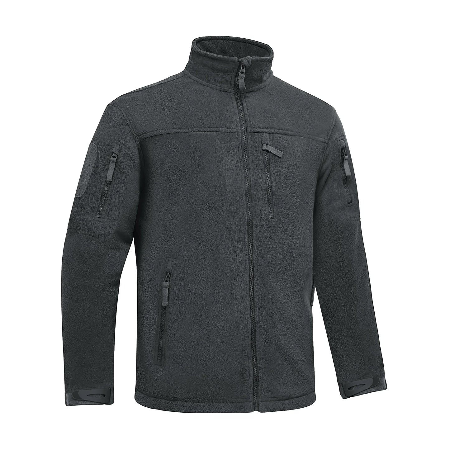 Winter Fleece Jacket Mens Zipper Pockets Work Jacket Thermal Warm Full Zip Fishing Hiking Coats Outwear Man Windbreaker