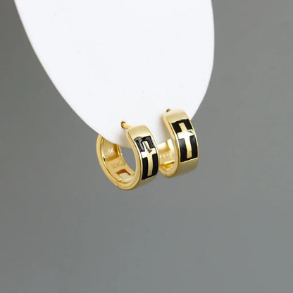 925 Sterling Silver Earring Colorful Dripping Oil Material Ear Ring Ear Buckle Rhombus Shape Trend Wild Girl Women Boy Ear Jewel