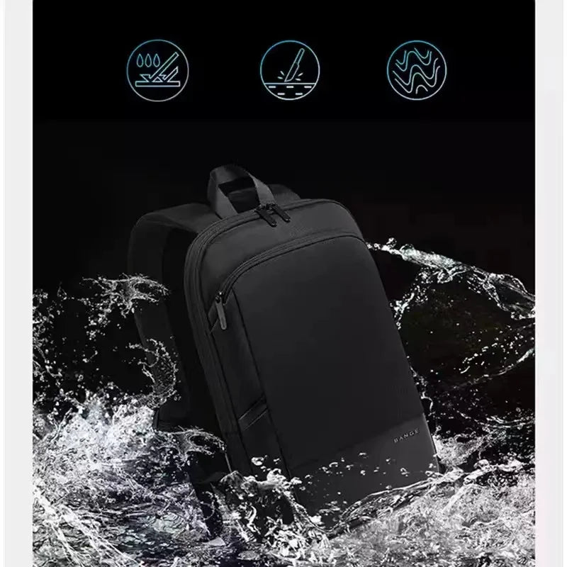 Slim Men Business Expandable Waterproof 15.6" Laptop Backpack Fashion Male Travel Light Scalable Shoulder Bags for Men