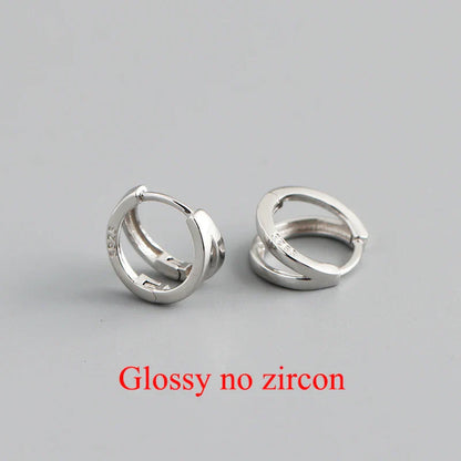925 Sterling Silver Simple Glossy Double Ear Buckle for Women Unique Charm Party Hoop Earrings Fine Jewelry Accessories