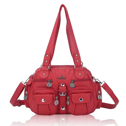 Women Small Handbags Satchel Top-handle Handbag PU Shoulder Bag 8”x11” Dumpling Pack Multi-pockets Shoulder Bag
