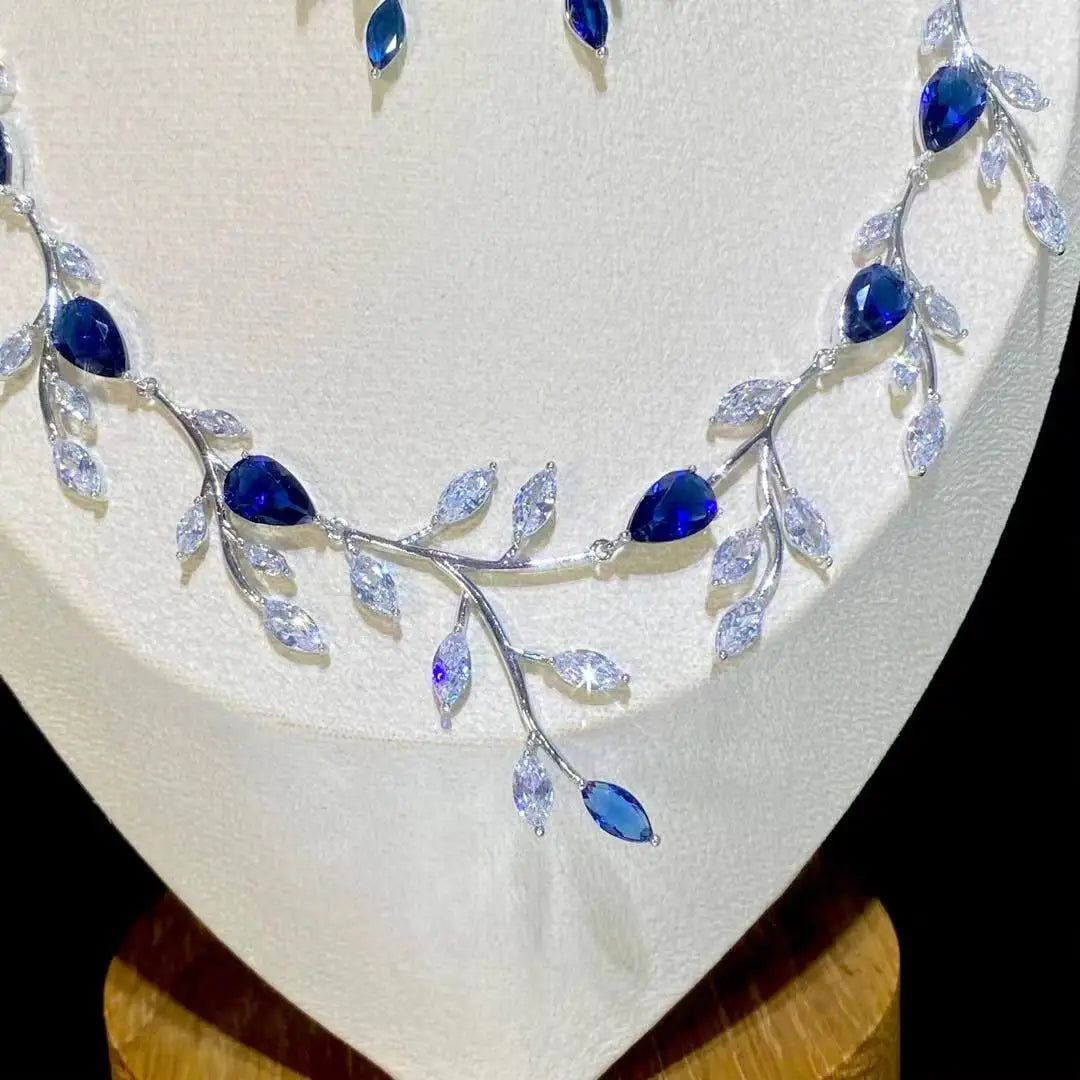 Fashion Four Colors Cubic Zirconia Vine Earrings and Necklace Sets For Women, Dubai Jewelry Sets, Bridal Jewelry Sets, X0179