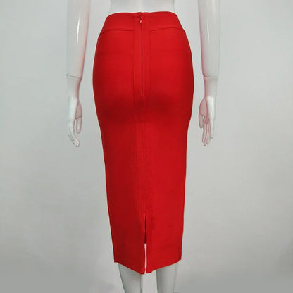 Women Candy Color Sexy Neon Green Brown Orange Yellow Knee Length Bandage Pencil Skirt 2020 Designer Skirt Faldas 78cm