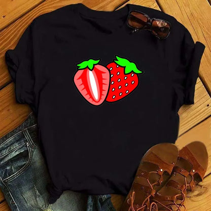 Funny Fruits T Shirt Women Fashion Kawaii Banana Print White T-shirt Harajuku TShirt Short Sleeves Tops Tee Shirt Femme T Shirts