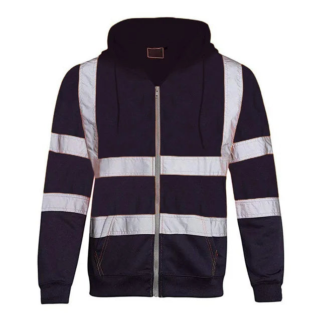Safety Reflective Sweatshirt Men Winter Zipper Sweatshirts Hoodie Men Hoody Sweatshirts Male Black Hoodies For Men Workwear