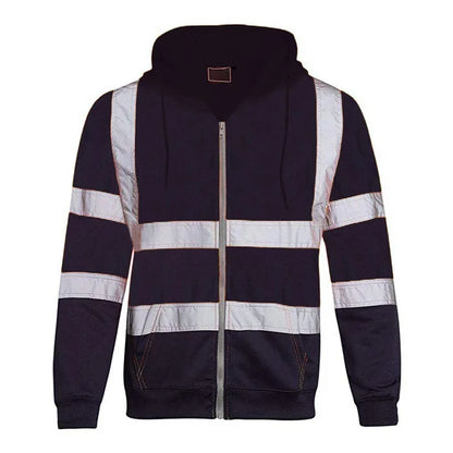 Safety Reflective Sweatshirt Men Winter Zipper Sweatshirts Hoodie Men Hoody Sweatshirts Male Black Hoodies For Men Workwear
