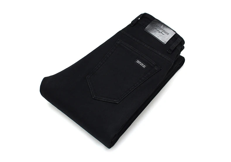 2023 Men's Stretch Black Jeans Classic Style Business Fashion Pure Slim-fit Denim Pants Male Brand Casual Trousers