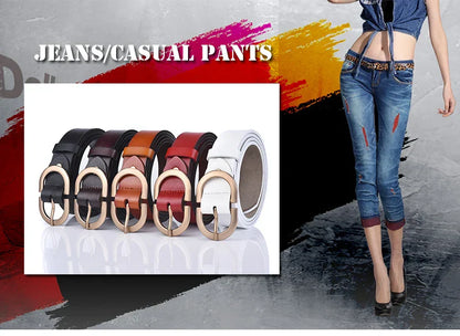 Official Authentic Woman Leather Belt Golden Alloy Buckle Natural Cowhide Ladies Jeans Belt Trousers Belt Female ZK105