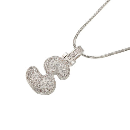 1.25x500mm Fat and lovely crystal brass silver color  letter necklace for women friends birthday gift model: VL34