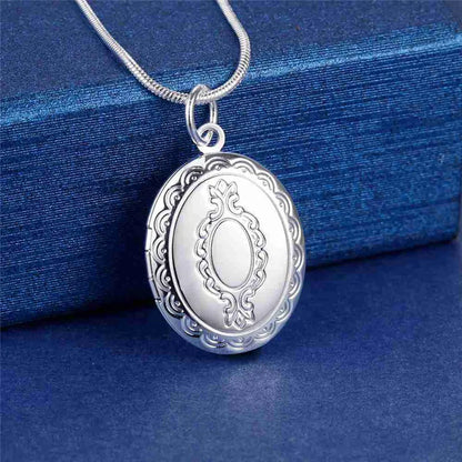 925hot sale Silver color Photo Frame Pendant Necklace Snake Chain For Woman Charm Wedding Fashion Jewelry ColorLN072