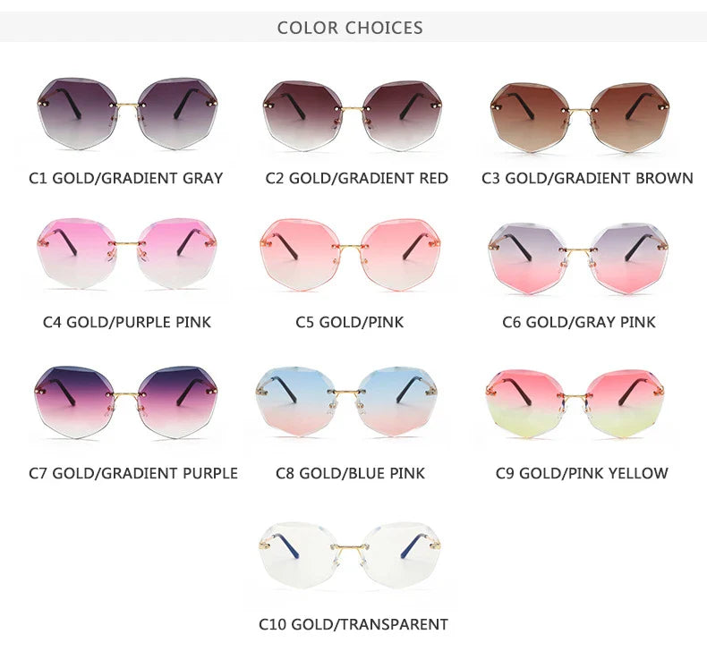 Sunglasses Women Ocean Water Cut Trimmed Lens Metal Temples Sun Glasses