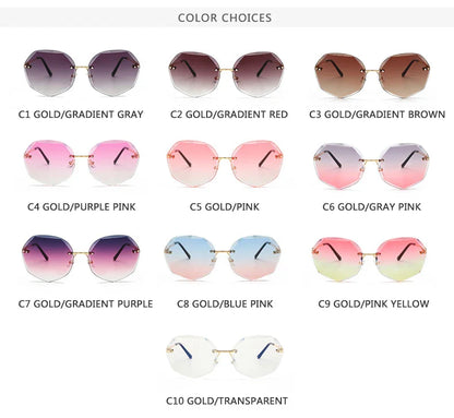Sunglasses Women Ocean Water Cut Trimmed Lens Metal Temples Sun Glasses