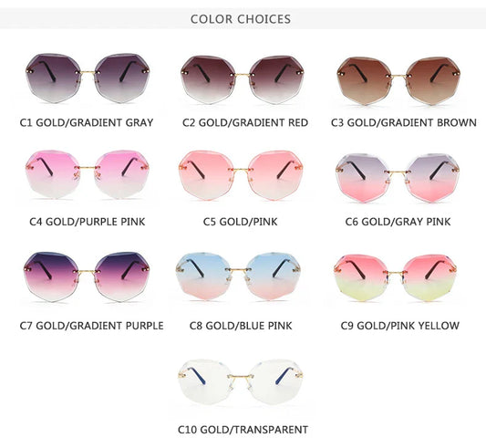 Sunglasses Women Ocean Water Cut Trimmed Lens Metal Temples Sun Glasses