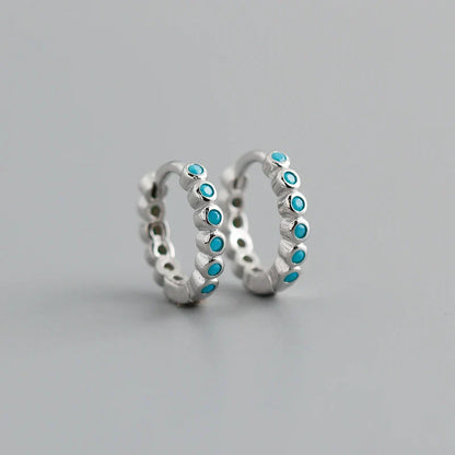 New Arrival Fashion Korean Blue Zircon Spike Geometric Stud Earrings for Women Real 925 Sterling Silver Gothic Jewelry