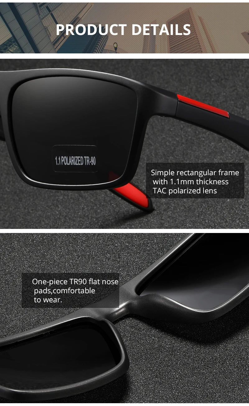 Rectangular Ultra Light Sports Sunglasses Men Polarized TAC 1.1mm Thickness Lens Driving Sun Glasses Women Cat.3